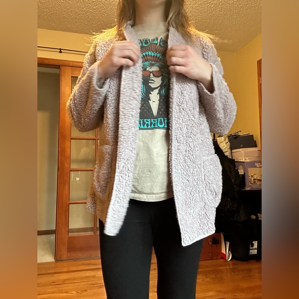 Baby pink fuzzy cardigan